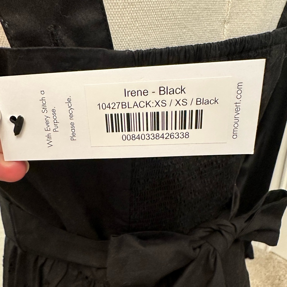 AMOUR VERT Irene Organic Cotton Eyelet Midi Dress Black Women Size XS NWT - Picture 14 of 16